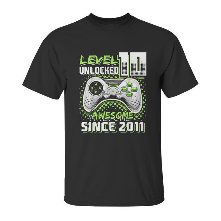 Level 10 Unlocked Awesome 2011 Video Game 10Th Birthday Gift Green Unisex T-Shirt