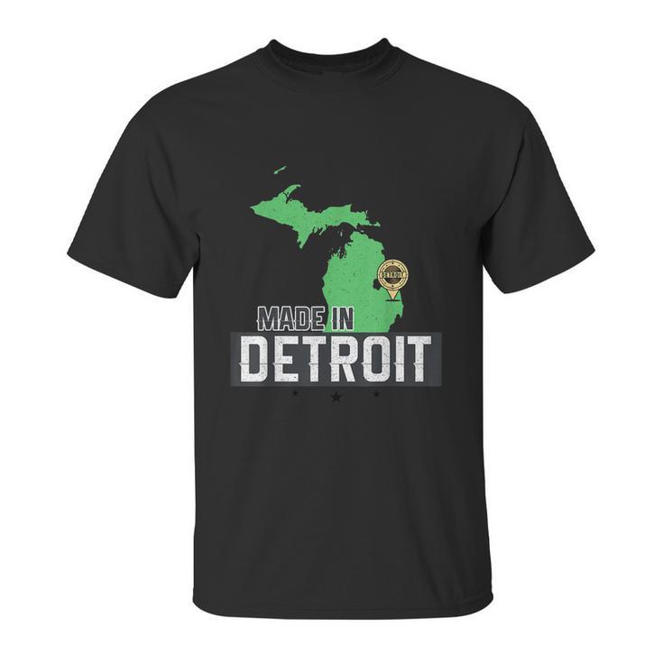 Made In Detroit Michigan State Map Motor City Area  Graphic Design Printed Casual Daily Basic Unisex T-Shirt