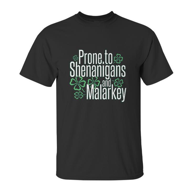 Panoware St Patricks Day Prone To Shenanigans And Malarkey Unisex T-Shirt