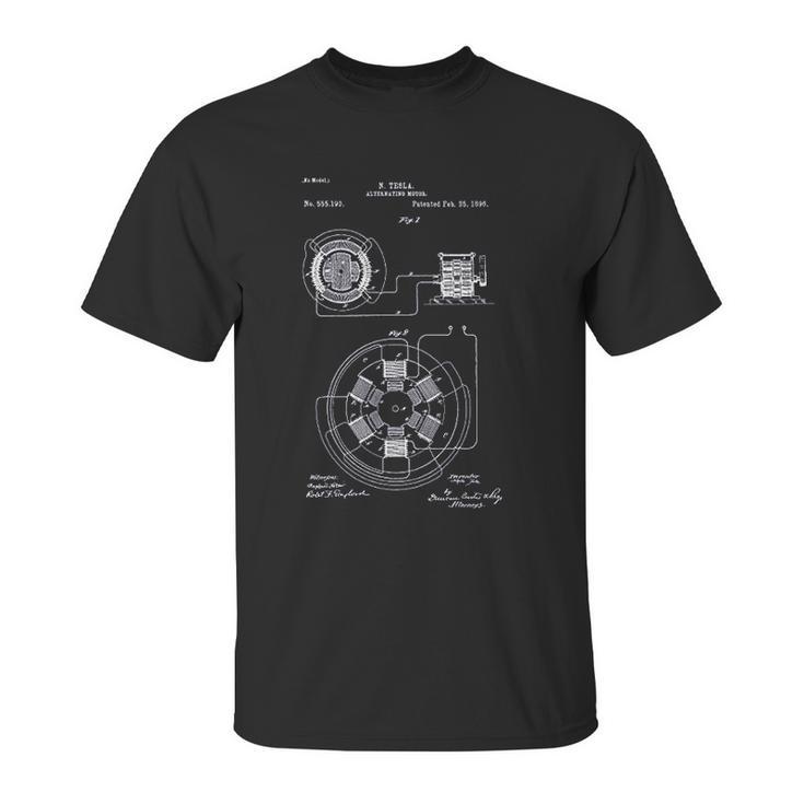 Patent Earth Tesla Alternating Motor Engineering Student Tesla Inventions Unisex T-Shirt