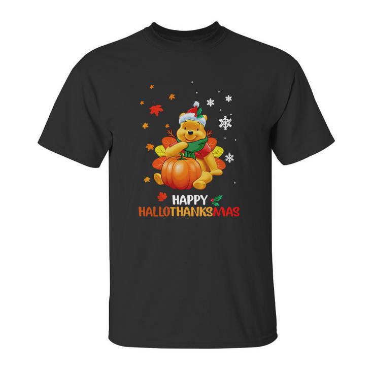 Pooh Bear Happy Hallothanksmas Unisex T-Shirt