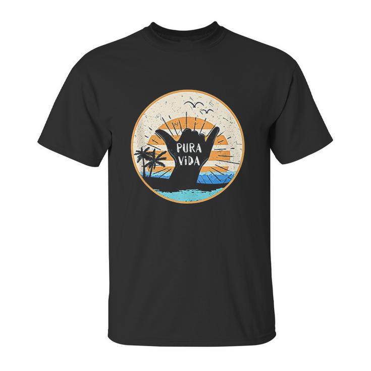 Pura Vida Costa Rica Shaka Sign Surfing Surfer Tropical Gift Unisex T-Shirt