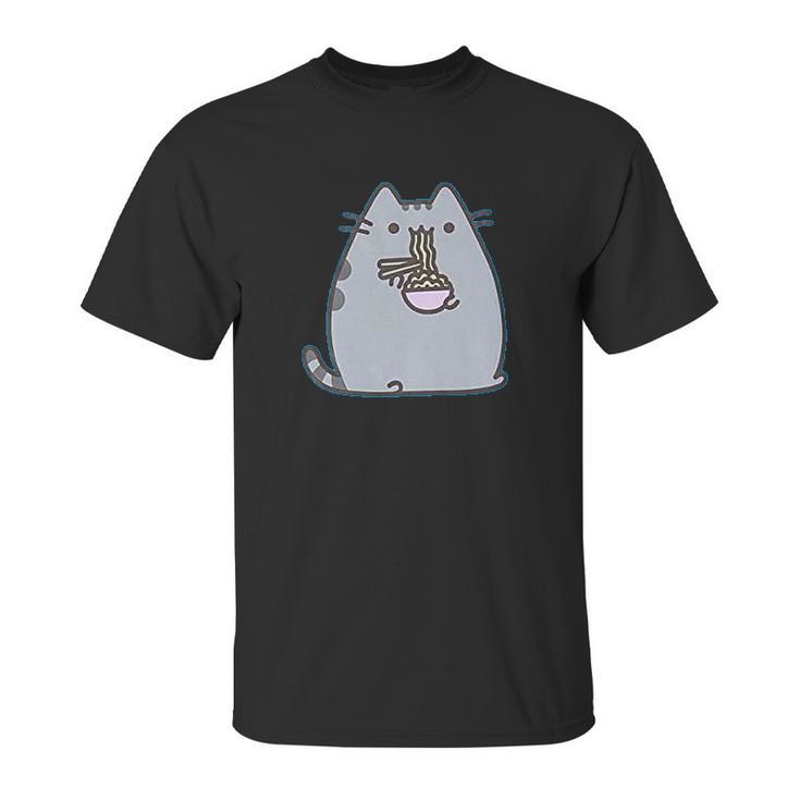 Pusheen The Cat Eating Noodles Juniors Unisex T-Shirt