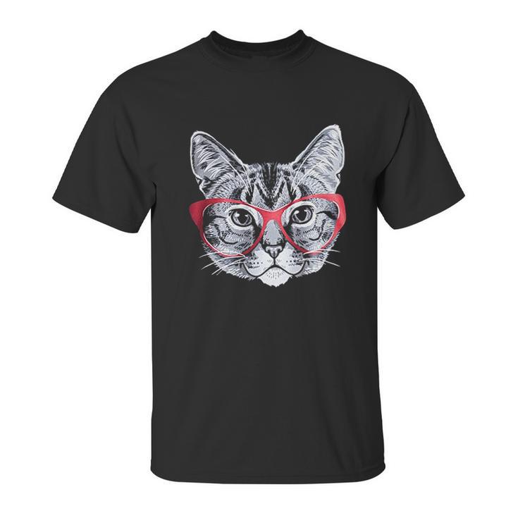 Red Linda Glasses Cat Funny Belcher Kitty Cute Humor Fun Unisex T-Shirt