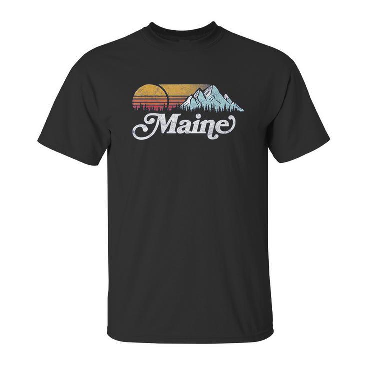 Retro Vibe Maine Vintage Mountains And Sun Unisex T-Shirt