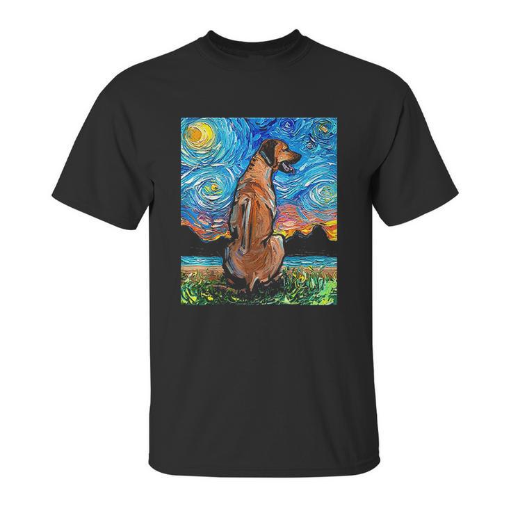 Rhodesian Ridgeback Starry Night Dog Official Art By Aja Unisex T-Shirt