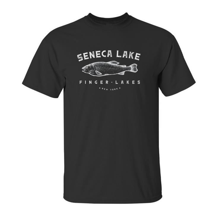 Seneca Lake Fishing And Finger Lakes Camping Unisex T-Shirt