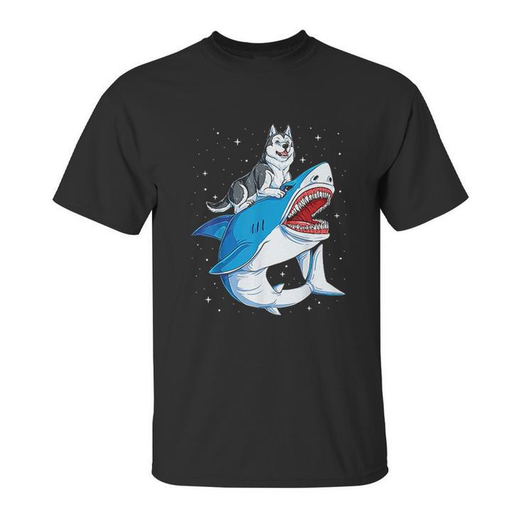 Siberian Husky Shark Jawsome Dog Lover Gifts Space Galaxy Unisex T-Shirt