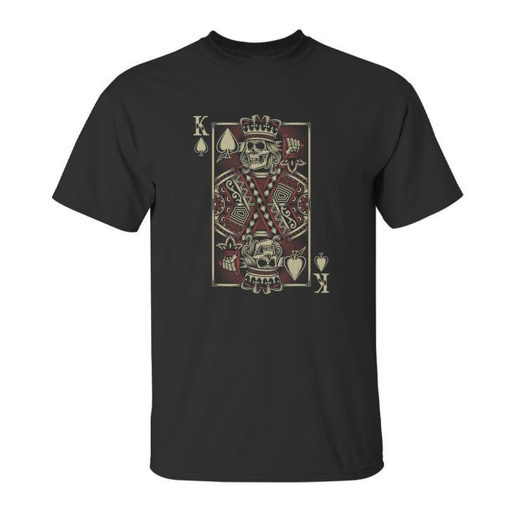 Skull Motorcycle Shirt Biker King Of Spades Card Game Poker Unisex T-Shirt