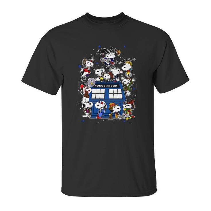 Snoopy Of Doctor Police Box Unisex T-Shirt