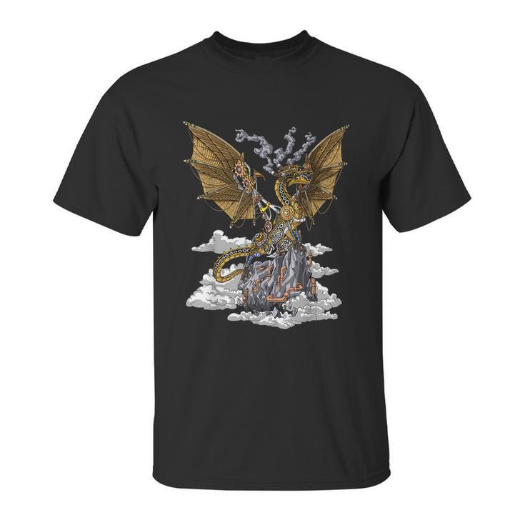 Steampunk Dragon Mechanical Gears Fantasy Industrial Gothic Unisex T-Shirt