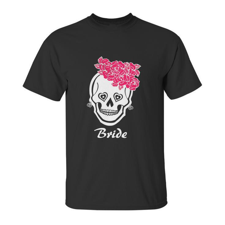 Sugar Skull Halloween Wedding Day Of The Dead Bride Graphic Design Printed Casual Daily Basic Unisex T-Shirt