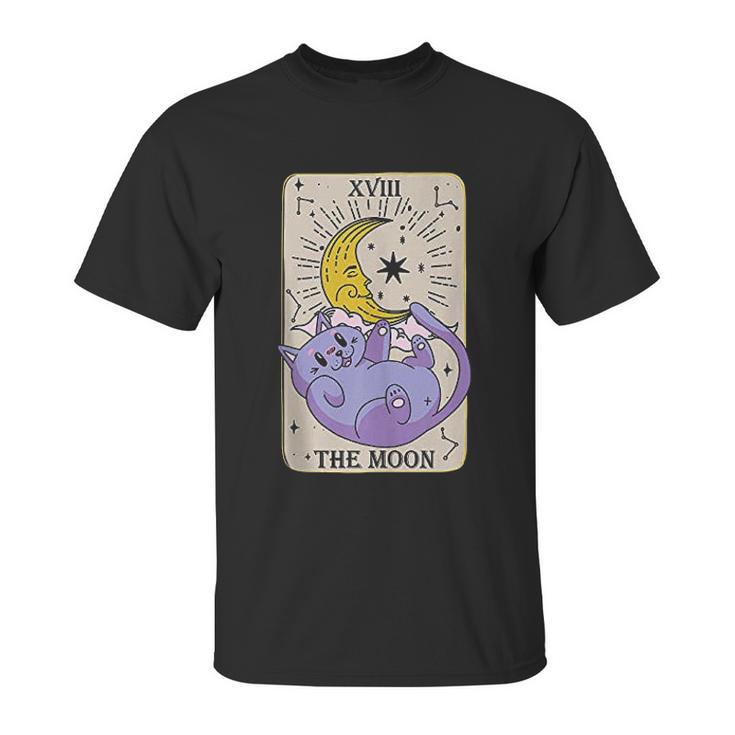 Tarot Card The Moon Xviii Kawaii Goth Pastel Cat Mystical Unisex T-Shirt