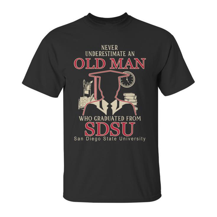 Never Underestimate An Old Man Who Graduated From San Diego State University Unisex T-Shirt