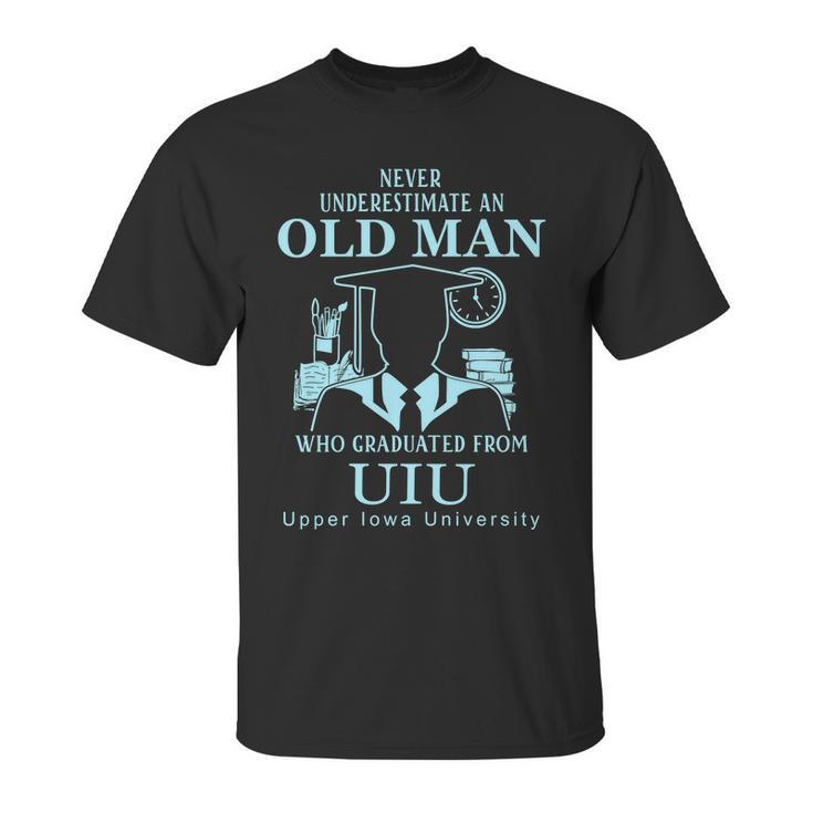 Never Underestimate An Old Man Upper Iowa University Unisex T-Shirt