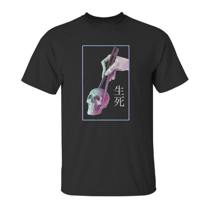 Vaporwave Aesthetic Chopsticks & Skull Pastel Goth Halloween Unisex T-Shirt