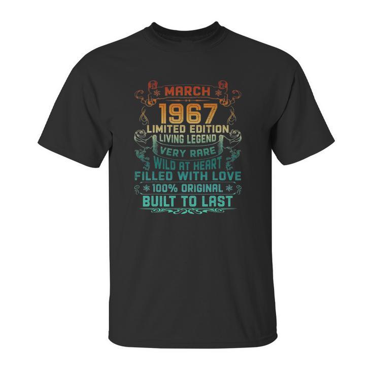 Vintage 55 Years Old March 1967 55Th Birthday Gift Unisex T-Shirt