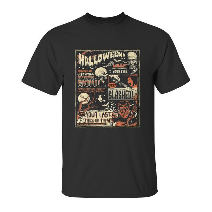 Vintage Horror Movie Shirts Poster Terror Old Time Halloween Unisex T-Shirt