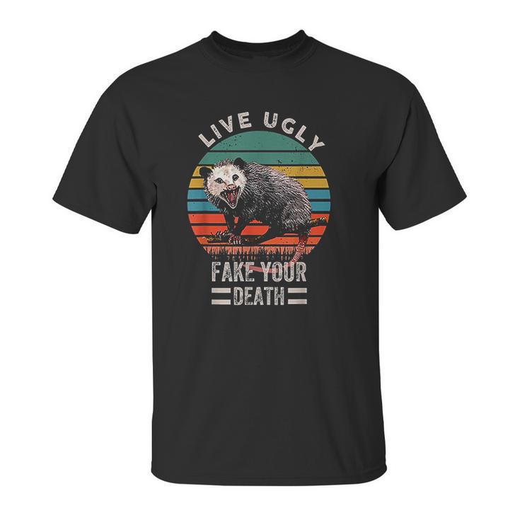 Vintage Live Ugly Fake Your Death Opossum Funny Unisex T-Shirt