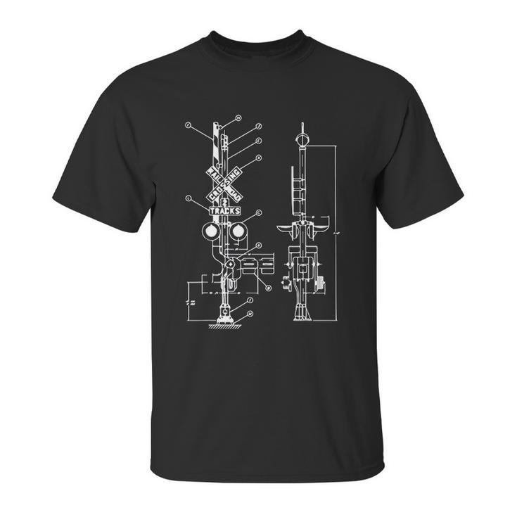 Vintage Railway Model10 Crossing Patent Drawing Model Train Unisex T-Shirt