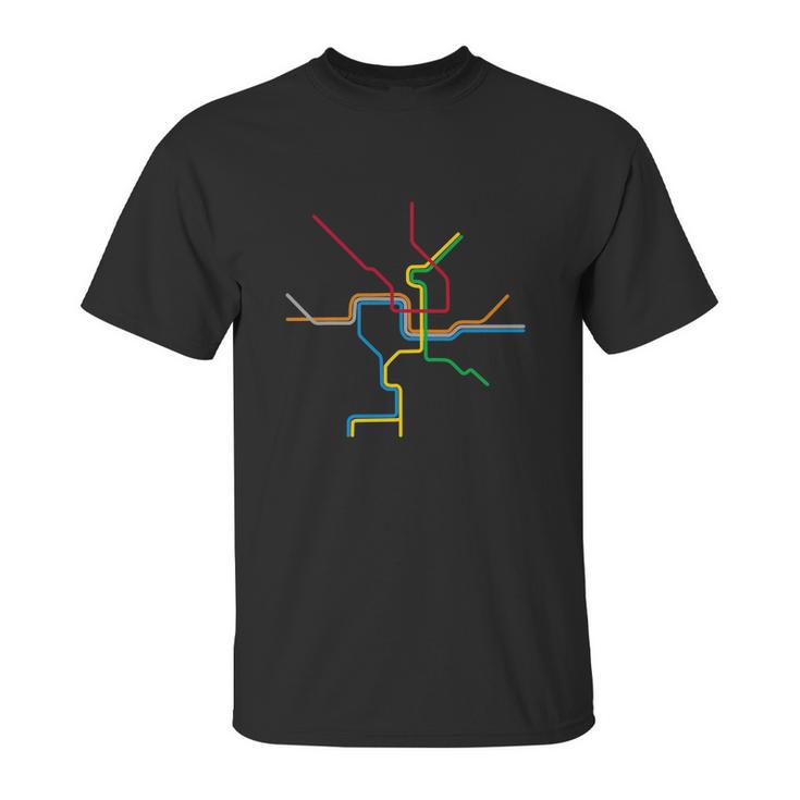 Washington Dc Metro Subway Map Shirt - Color Lines Unisex T-Shirt