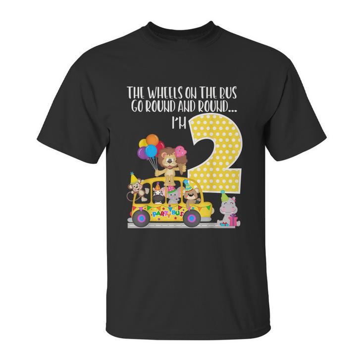 The Wheels On The Bus 2Nd Birthday 2 Yrs Old Family Matching Unisex T-Shirt