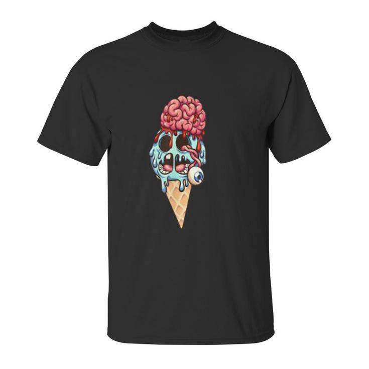 Zombie Ice Cream With The Brain And Eye Popping Out Unisex T-Shirt