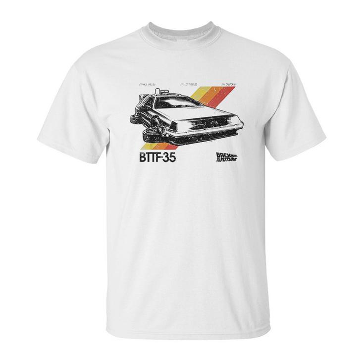 Back To The Future 35Th Retro Stripe Delorean Unisex T-Shirt