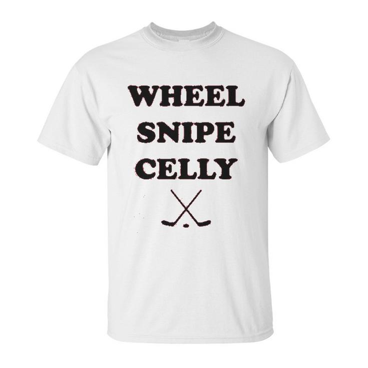 Campus Apparel Wheel Snipe Celly  Funny Hockey Dangles Score Celebration Unisex T-Shirt