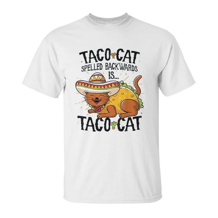 Cute Cat Tacocat Spelled Backwards Is Taco Cat Unisex T-Shirt