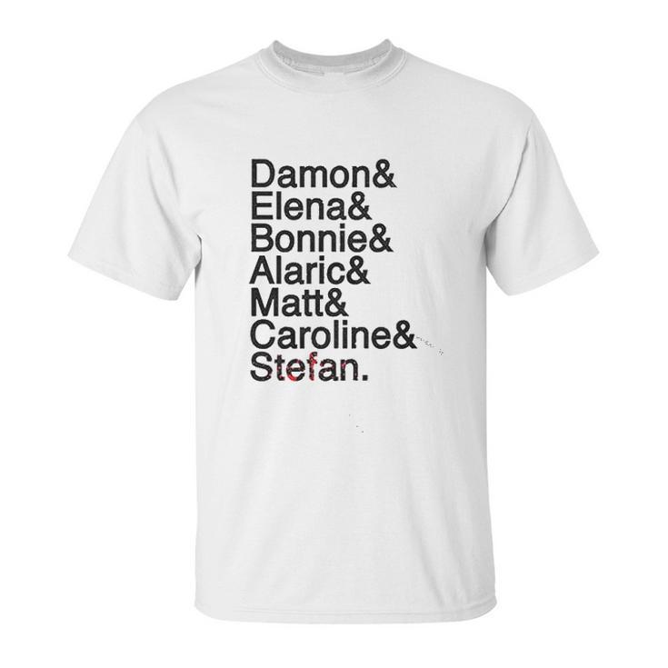 Damon Elena Bonnie Alaric Matt Caroline Stefan Unisex T-Shirt