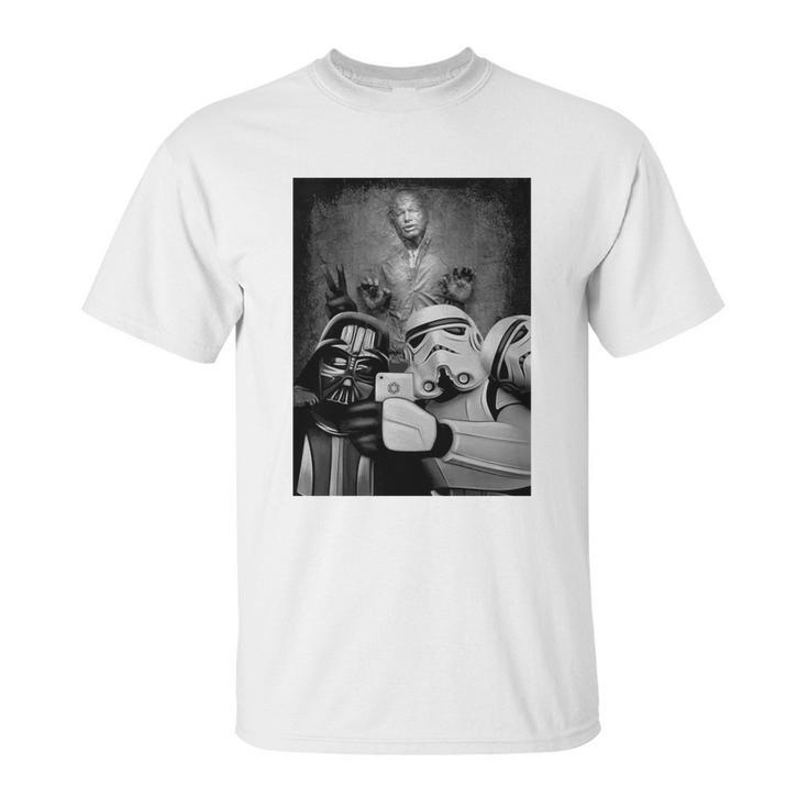 Darth Vader And Stormtrooper Selfie With Han Solo In Carbonite Tshirt Unisex T-Shirt