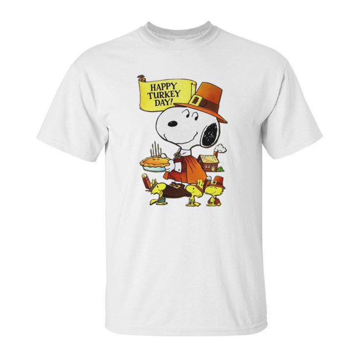 Happy Turkey Day Snoopy And Woodstock Thanksgiving Day Shirt Unisex T-Shirt