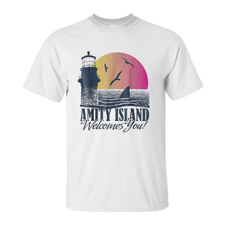 Jaws Sun Set Amity Island Welcomes You Graphic Unisex T-Shirt