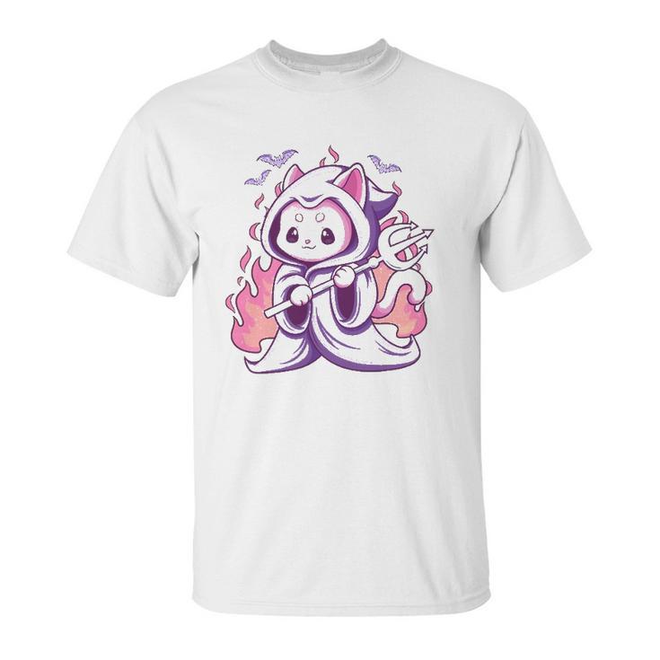 Kawaii Pastel Goth Cute Creepy Grim Reaper Cat Unisex T-Shirt