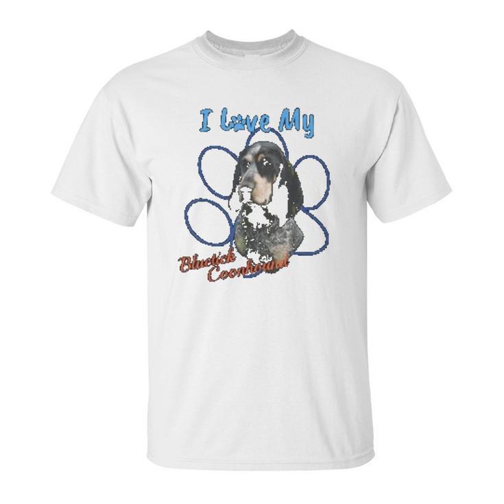 I Love My Bluetick Coonhound Dog Lover Paws Print Unisex T-Shirt