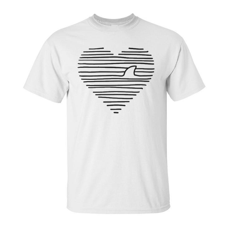 Love Shark Minimalist Line Drawing Shark Fin Unisex T-Shirt