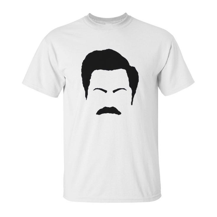 Parks And Rec Fans Ron Swanson Mustache Face Silhouette Unisex T-Shirt