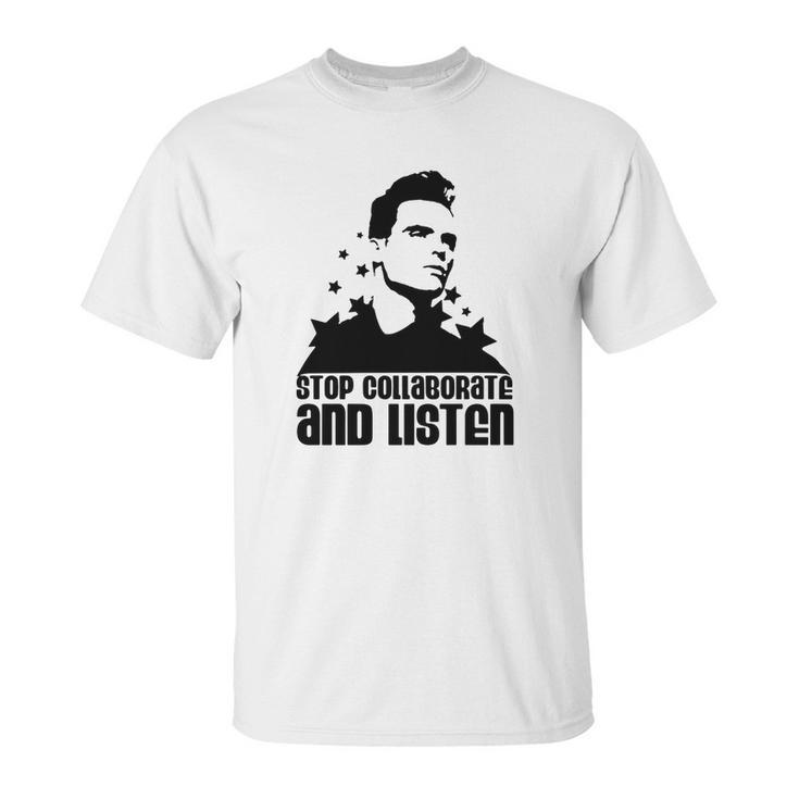 Sky Blue Stop Collaborate And Listen Men Unisex T-Shirt