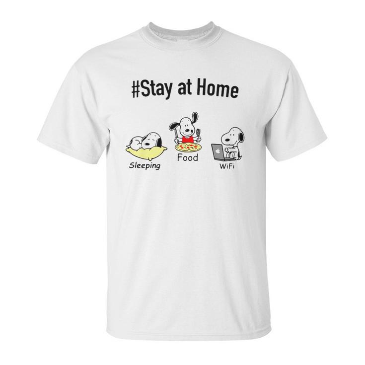 Snoopy Stay At Home Sleeping Food Wifi Unisex T-Shirt