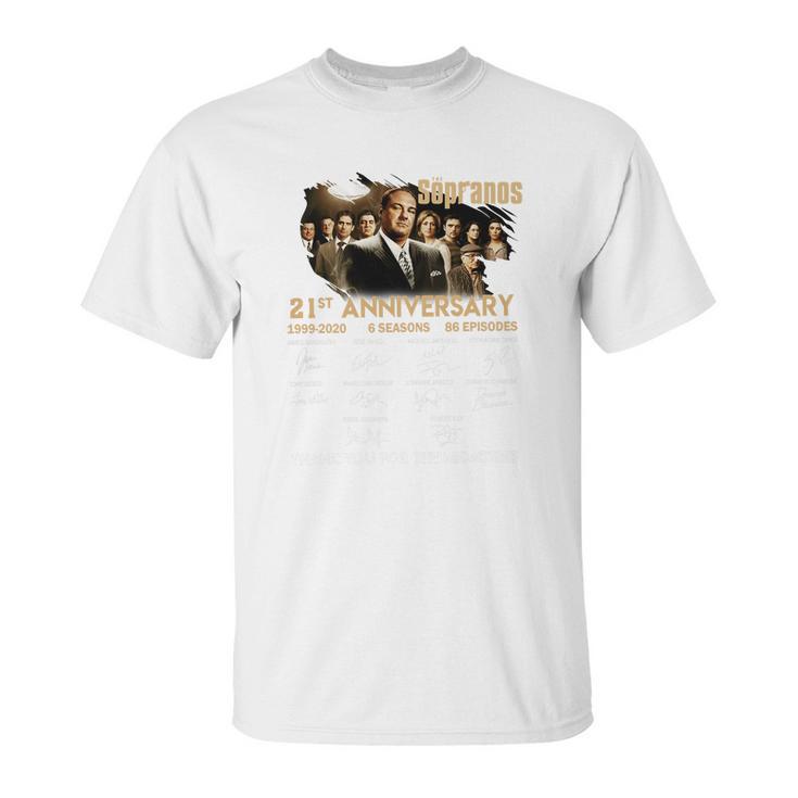 Sopranos 21St Anniversary 1999 2020 6 Seasons 86 Episodes Signatures Shirth Unisex T-Shirt