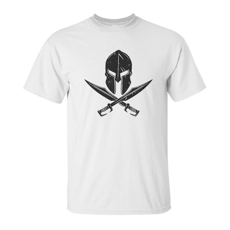 Spartan Helmet Crossed Swords Unisex T-Shirt