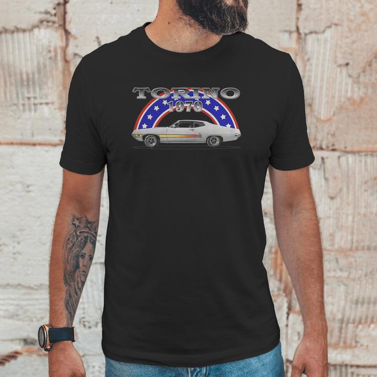 1970 Ford Torino Gt Side White Unisex T-Shirt Gifts for Him