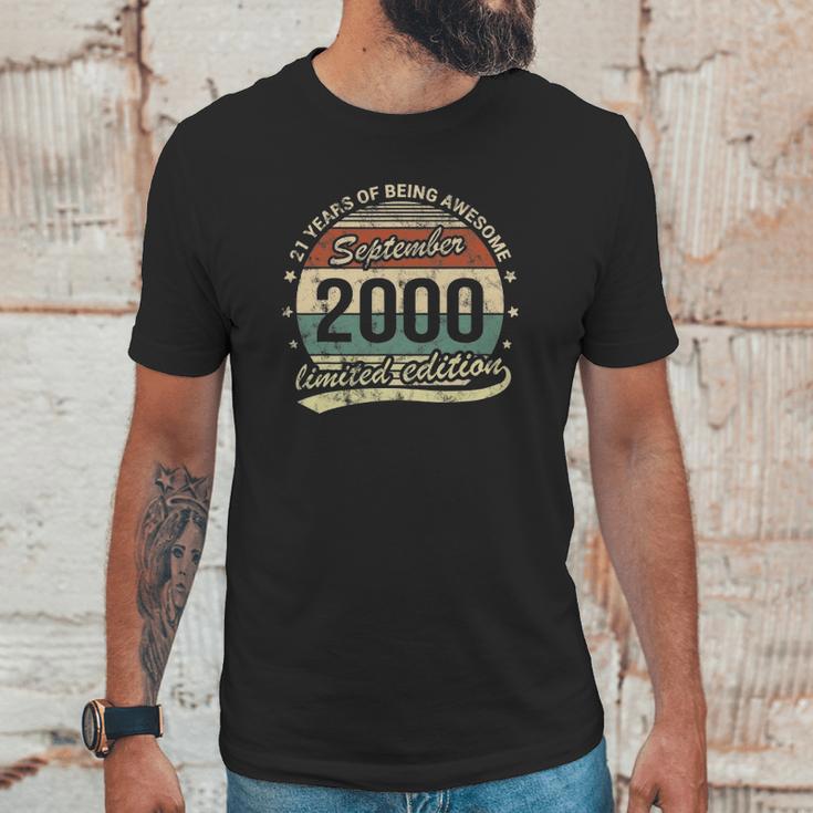 21St Birthday September 2000 21 Years Old Being Awesome Unisex T-Shirt Gifts for Him