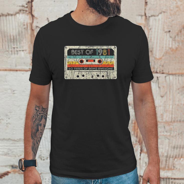 40Th Birthday Gifts Vintage Best Of 1981 Retro Cassette Tape Unisex T-Shirt Gifts for Him