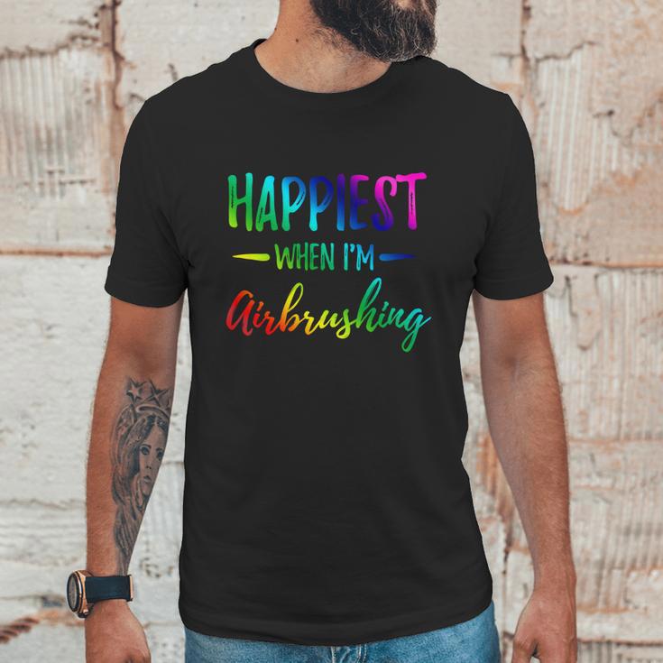 Airbrushing Happiest Funny Artist Gift Idea Cool Gift Graphic Design Printed Casual Daily Basic Unisex T-Shirt Gifts for Him