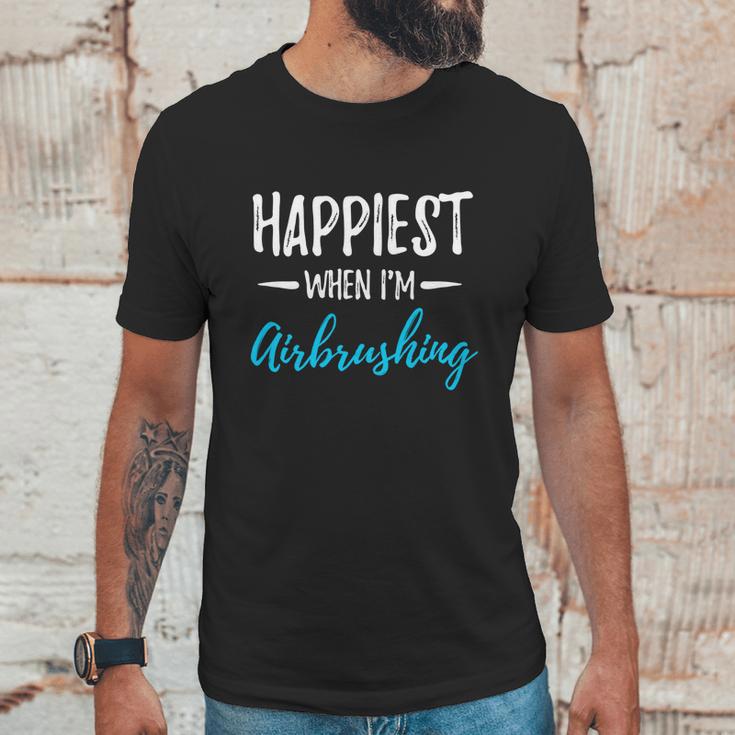 Airbrushing Happiest Funny Artist Gift Idea Funny Gift Graphic Design Printed Casual Daily Basic Unisex T-Shirt Gifts for Him