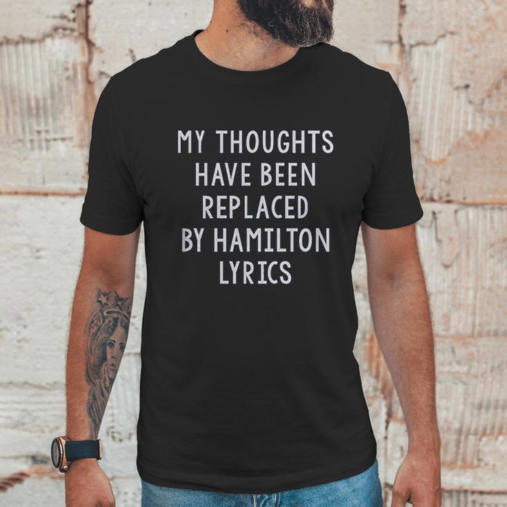 Amdesco My Thoughts Replaced By Hamilton Lyrics Unisex T-Shirt Gifts for Him