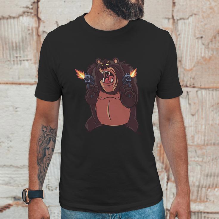 Angry Bear Shooting Unisex T-Shirt Gifts for Him