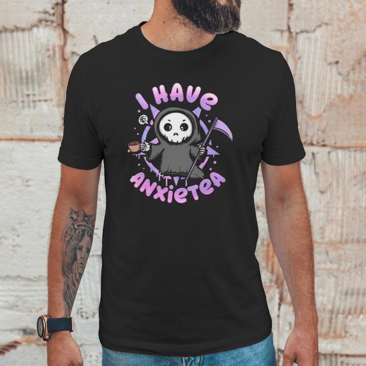 I Have Anxiety I Tea Time I Kawaii Pastel Goth Grim Reaper Unisex T-Shirt Gifts for Him